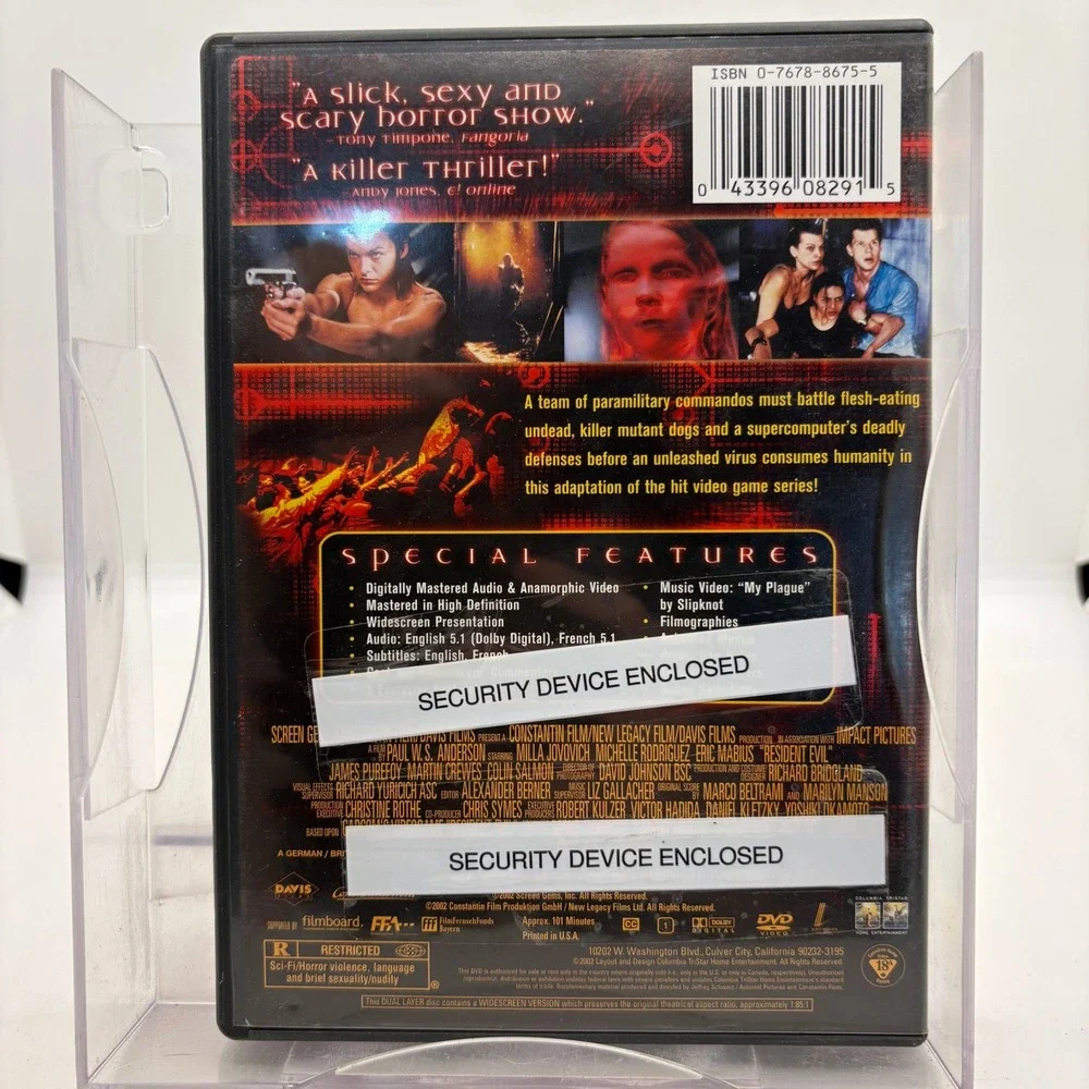 Resident Evil Special Edition DVD Milla Jovovich Michelle Rodriguez 2002 Movie